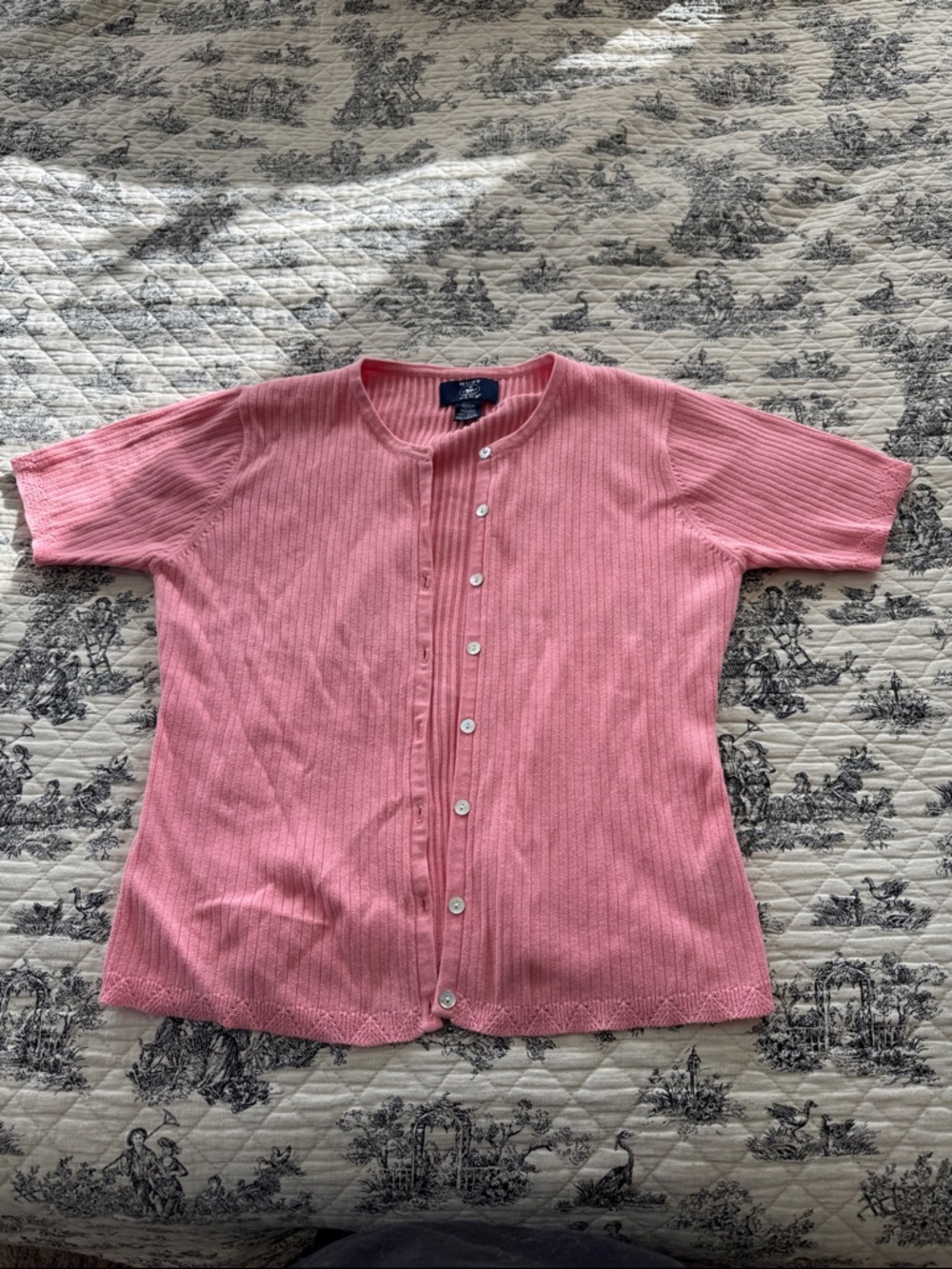 Hunt Club Pink Short-Sleeve Button Cardigan